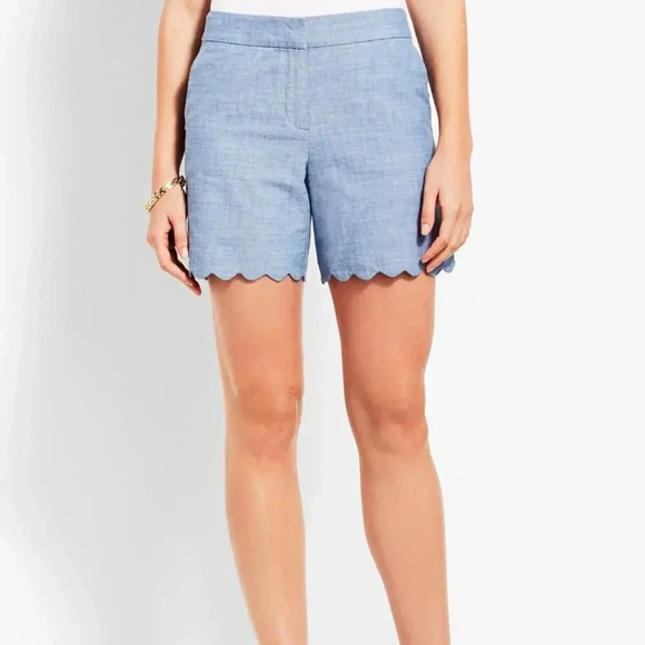 Talbots Scalloped Chambray Shorts - 2 - Picture 1 of 5